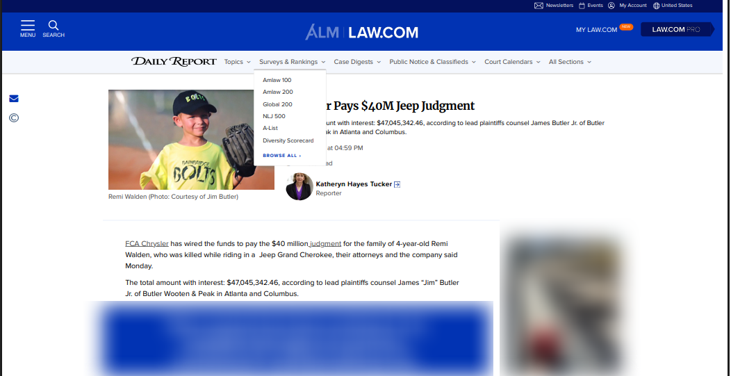 Chrysler Pays $40M Jeep Judgment