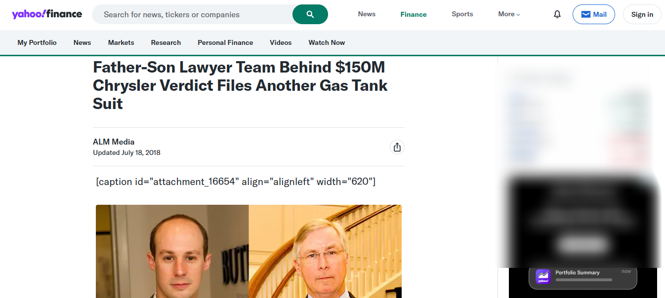 Father-Son Lawyer Team Behind $150M Chrysler Verdict