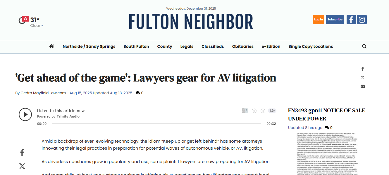 Get ahead of the game Lawyers gear for AV litigation