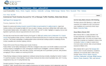 Commercial Truck Crashes Account for 14% of Georgia Traffic Fatalities, State Data Shows