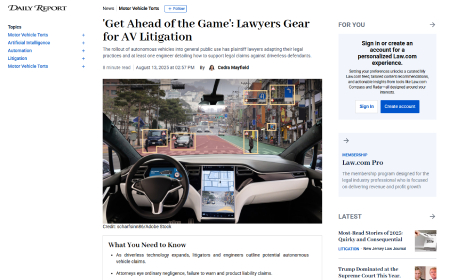 Get Ahead of the Game': Lawyers Gear for AV Litigation